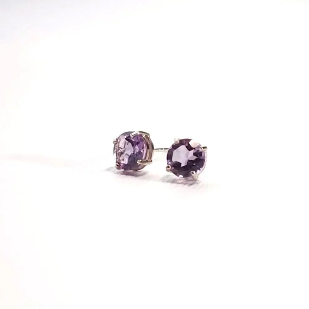 Amethyst 6mm Round Post Earrings